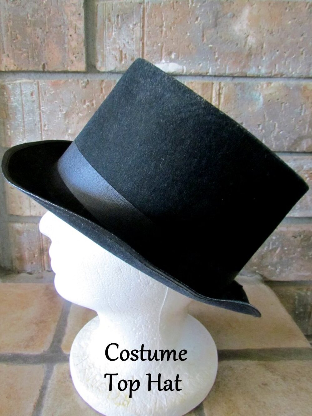 TOP HAT BLACK FELT COSTUME ACCESSORY, M, VICTORIAN STOVEPIPE THEATER HALLOWEEN